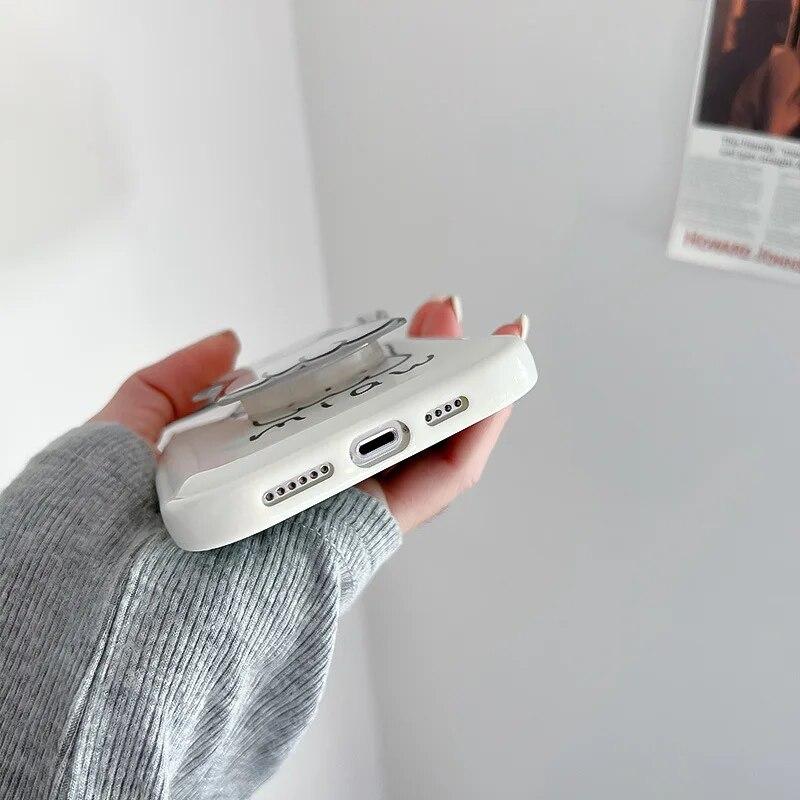 Husă de telefon cu suport pisică drăguță coreeană pentru iPhone 14 Pro Max husă pentru iPhone 11 12 13 Pro Max XS XR X 7 8 SE husă suport rezistentă la șocuri