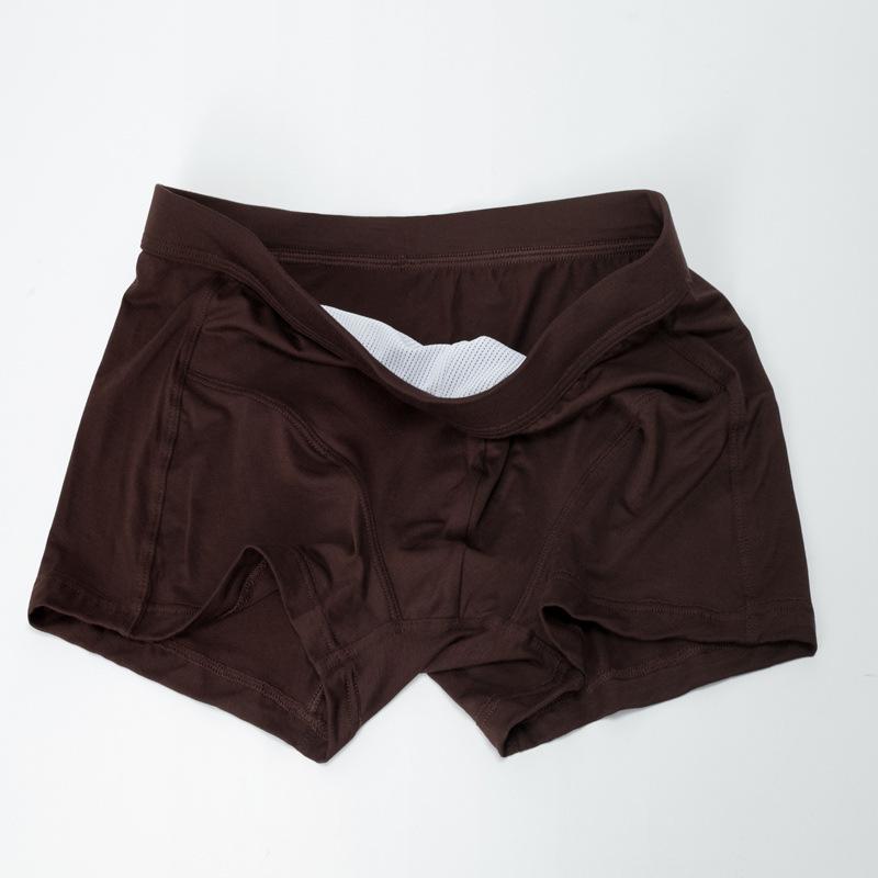 Men's Boxer Underwear with Four Corners Breathable Solid Color Youth Mid Waist Breathable