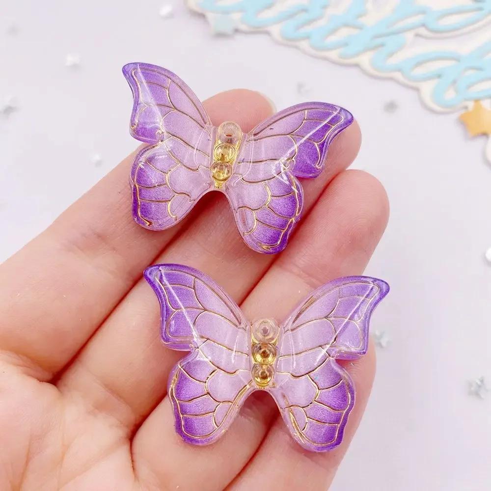 10pcs Shiny Cute Gradient Colorful Butterfly Figurine Flatback Rhinestone 1 Hole Bead DIY Wedding Decor Scrapbook Jewelry Crafts