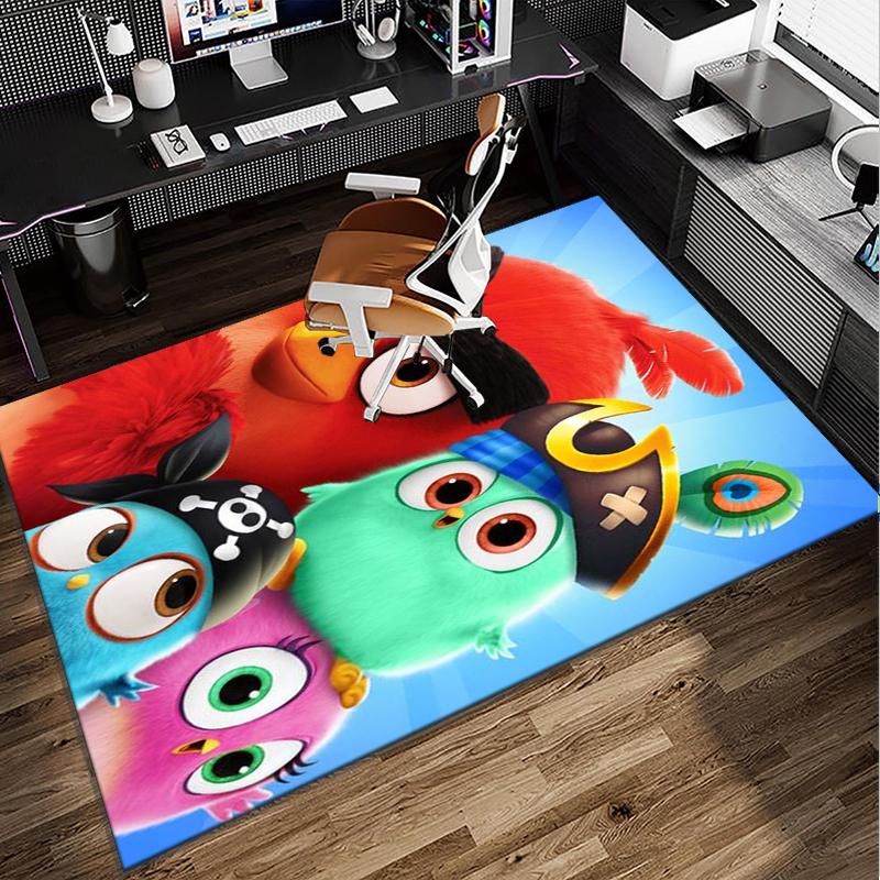 Red Birds Characters Collage Office Rug Chair Mat, Game Carpet, Suitable for Front Door, Bedroom, Living Room, Desk, Holiday Gift