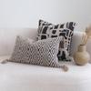 Wabi-sabi Style Terry Loop Tassel Lumbar Pillow for Living Room Sofa - New Chinese Velour Cushion Cover
