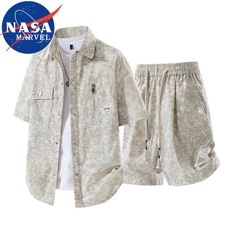 NASA MARVEL Men s Summer Lapel Shirt & Shorts Set M