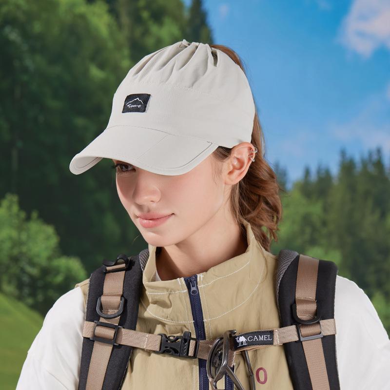 Summer Outdoor Breathable Empty Top Hat Can Be Tied Ponytail Duck Tongue Baseball Cap Foldable Brim Sun Protection Sun Hat Children