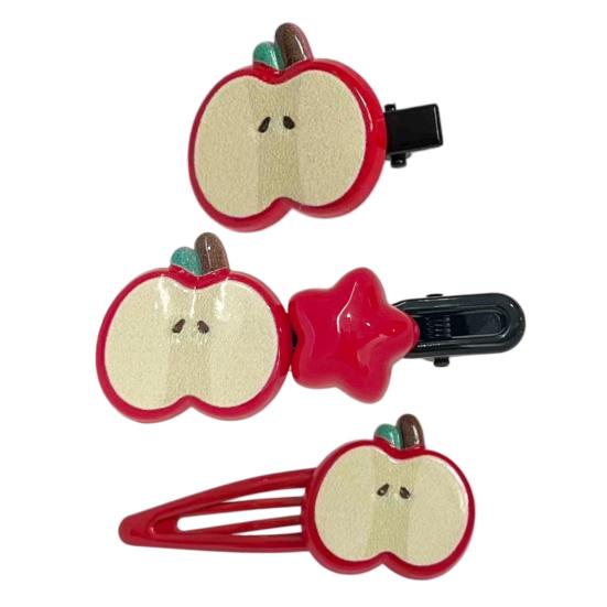 4Pcs Girl Hairpin Red Fruit Slice Decor Hair Clips Smooth Surface Rounded Edges Lightweight Hair Pins Hair Accessories