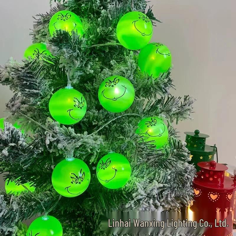 Grinch LED Christmas String Lights - Cartoon Window Decoration