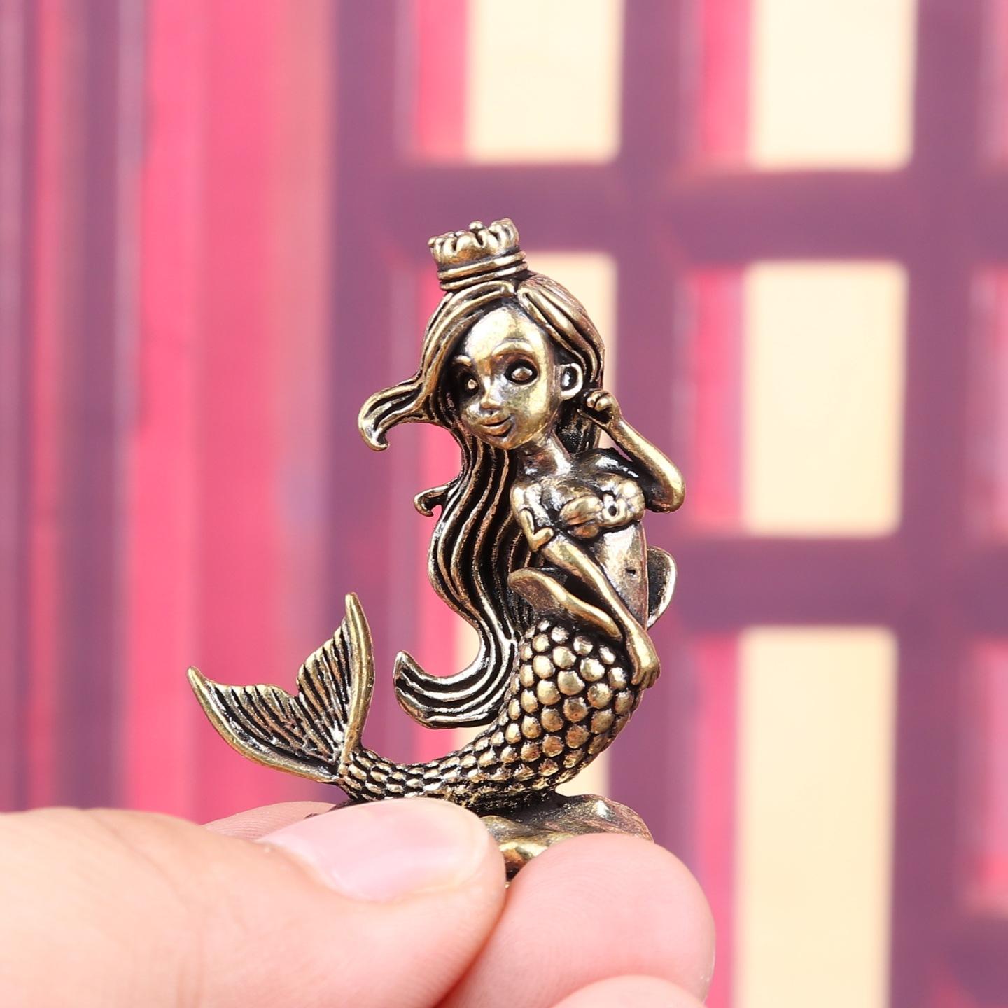 Статуэтка Латунная Фигурка Русалки Домашний Декор Скульптура Красивых Женщин для Гостиной, Ручная Работа для Офиса, Креативный Подарок фуксия