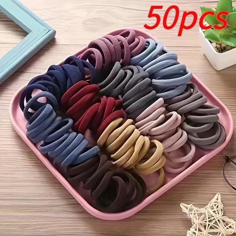 

50 шт./компл. новые женские и женские нейлоновые базовые резинки для волос, резинки для волос в виде хвостика, модные аксессуары для волос