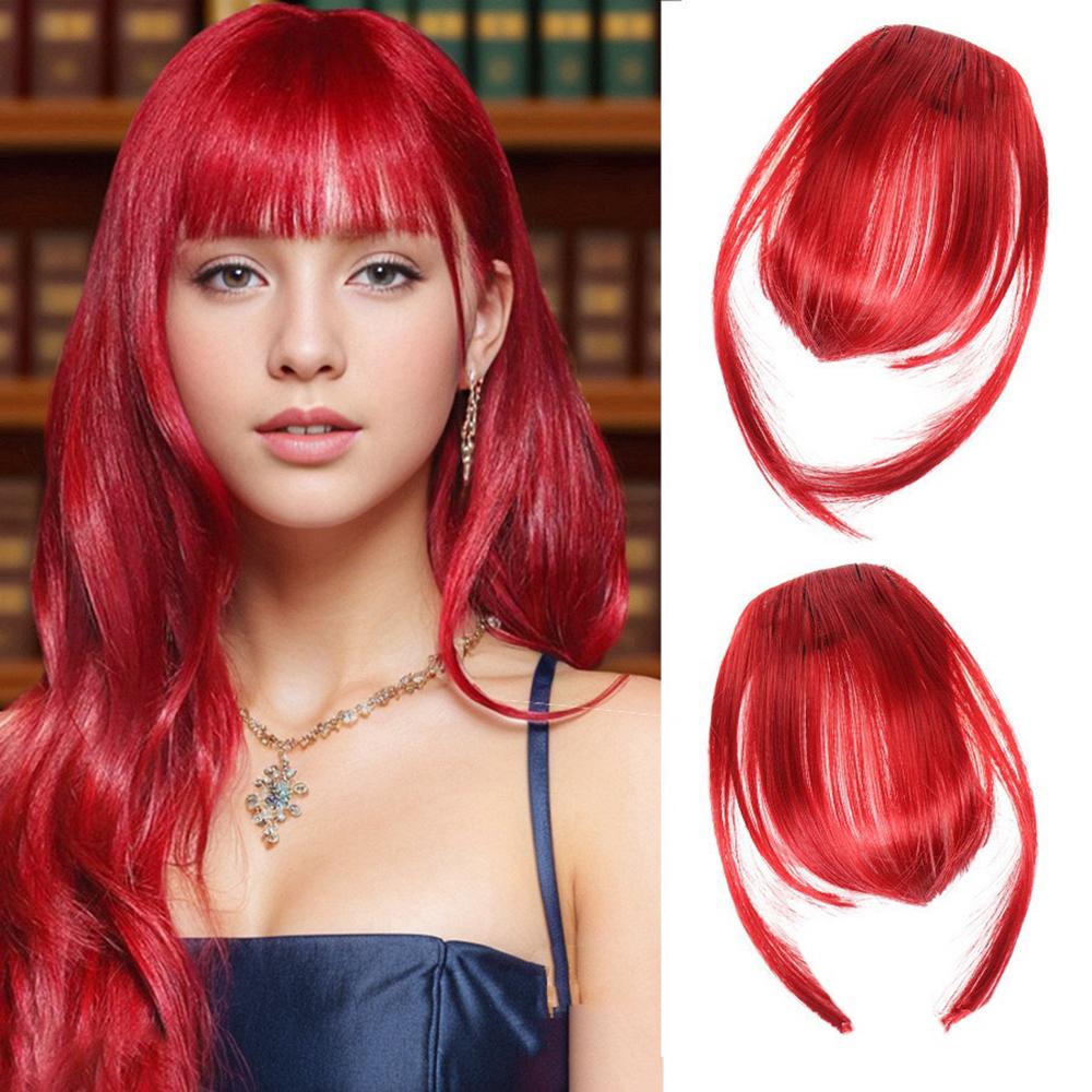 Dünne durchsichtige Luft-Pony Clip-in Haarverlängerung Synthetischer Pony mit Koteletten Pony-Haarteile Für Mädchen Tägliche Party-Nutzung