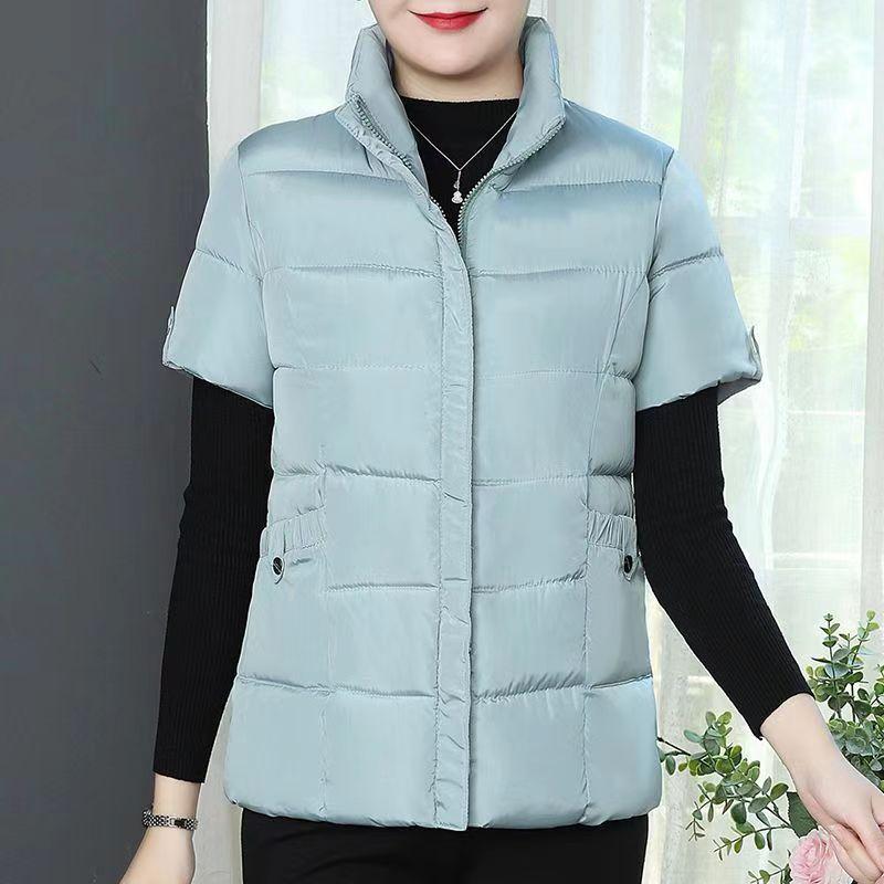 Women's Cotton Vest Short Sleeve Jacket Winter Cardigan Warm Loose Coat Designer Clothing Oversize Thickening