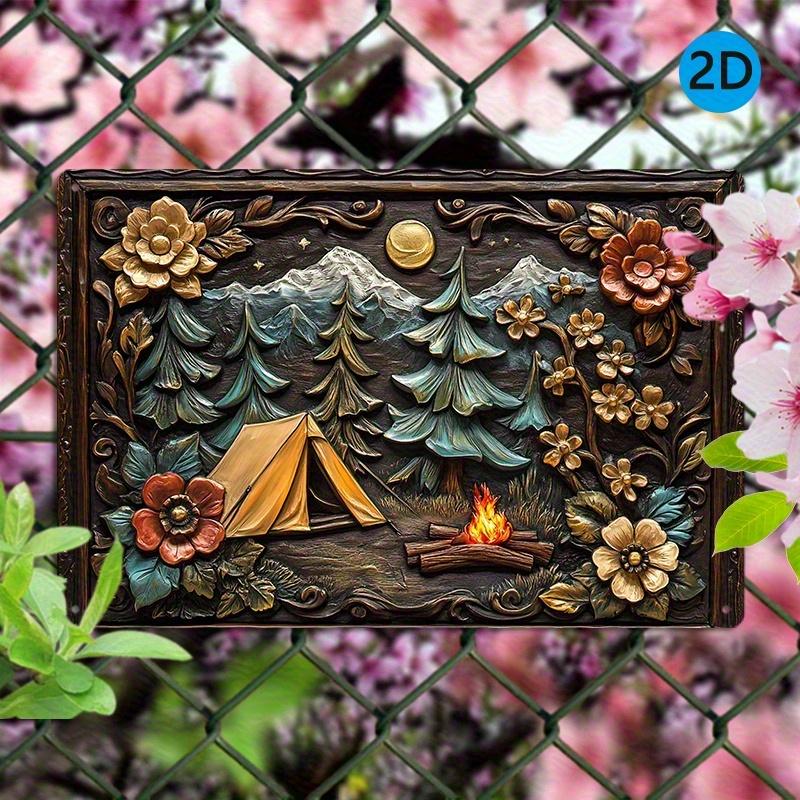 

2d Flat 30*20cm, Vintage Tent and Bonfire in The Woods Wooden Wall Art, Durable Wooden Sign for Bedroom Decor, for Home, Kitchen, Garden, Bedroom, Bar 30*20cm
