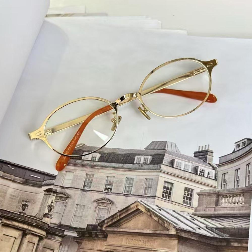 Retro Anti-blue Eyeglasses Transparent Optical Spectacle Eyeglass Fashion Metal Oval Glasses  Lady