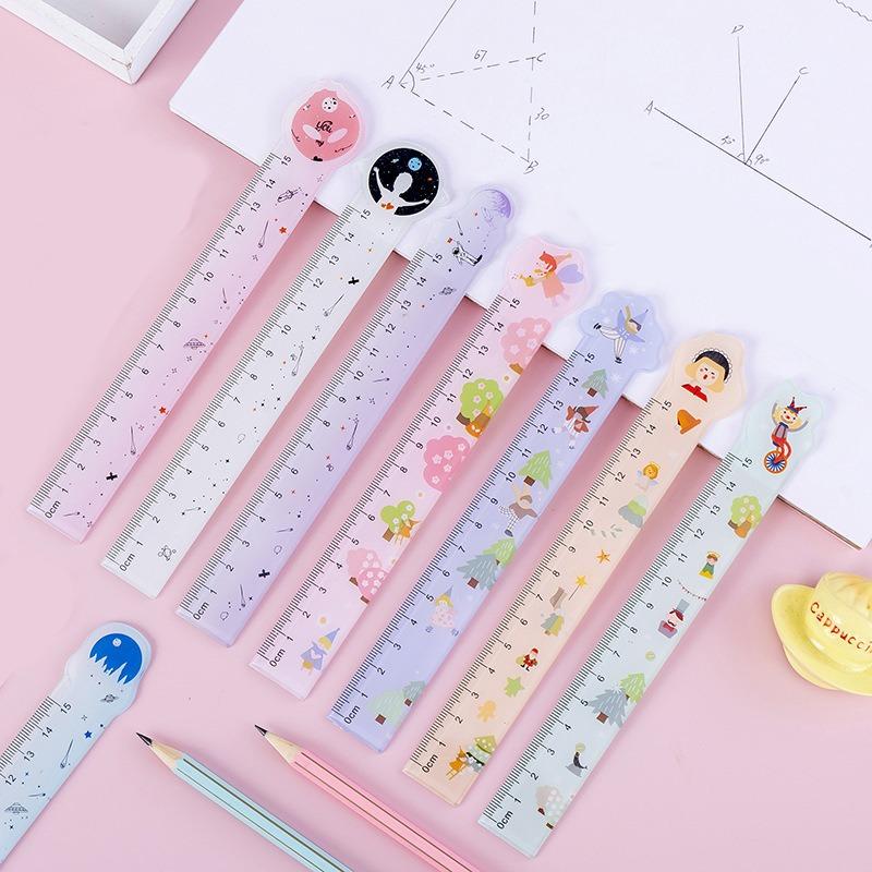 Cute Transparent 15cm Plastic Straight Ruler For Students Kids Stationery Gift