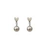 Fashion Grey Pearl Heart-Shaped Tassel Earrings for Women Girl Korea Style Simplicity Dangle Earrings Daily Commute Jewelry Gift