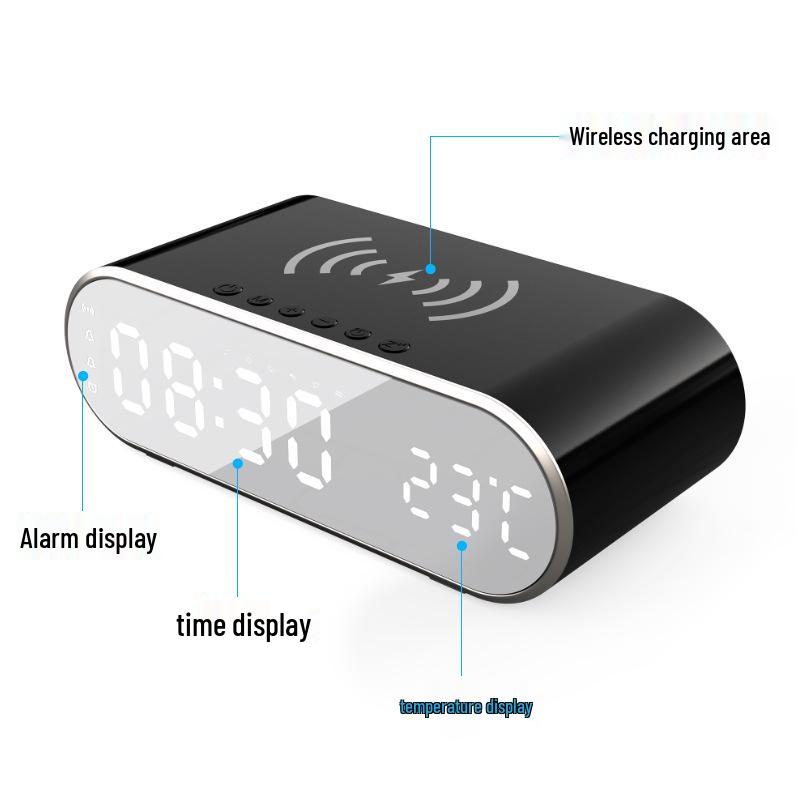 Multifunctional Alarm Clock with 15W Wireless Charging, LED Display, and Perpetual Calendar