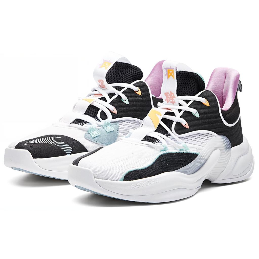 New Anta Heat Wave 2 Cushioning Anti Slip And Wear Resistant Low Top Basketball Shoes Men's Black White Green 112031105-2