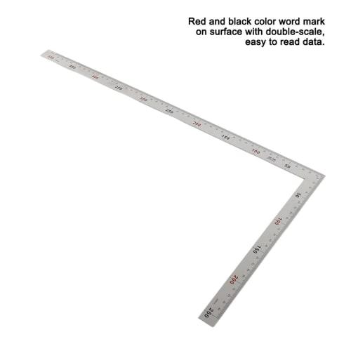 Stainless Steel 500x250mm 90 Degree Right Angle Ruler, Steel Frame Square, Professional Easy-to-Read Measuring Tool, 02 Inch Ruler Angle L Measurement