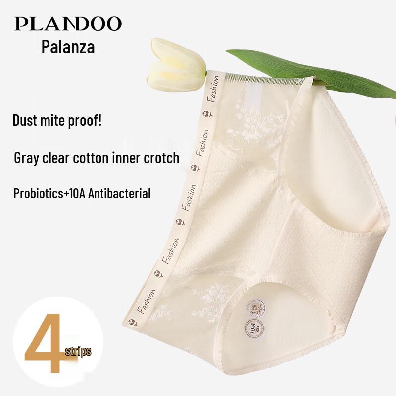 

Palando Women s Cotton Lace Breathable Mid-Waist Briefs M