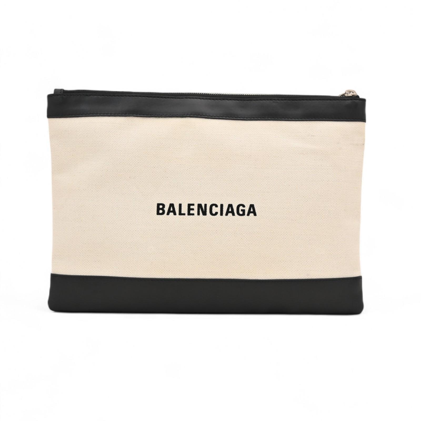

Auth Balenciaga Logo Navy Clip M Clutch Bag ba6613ff