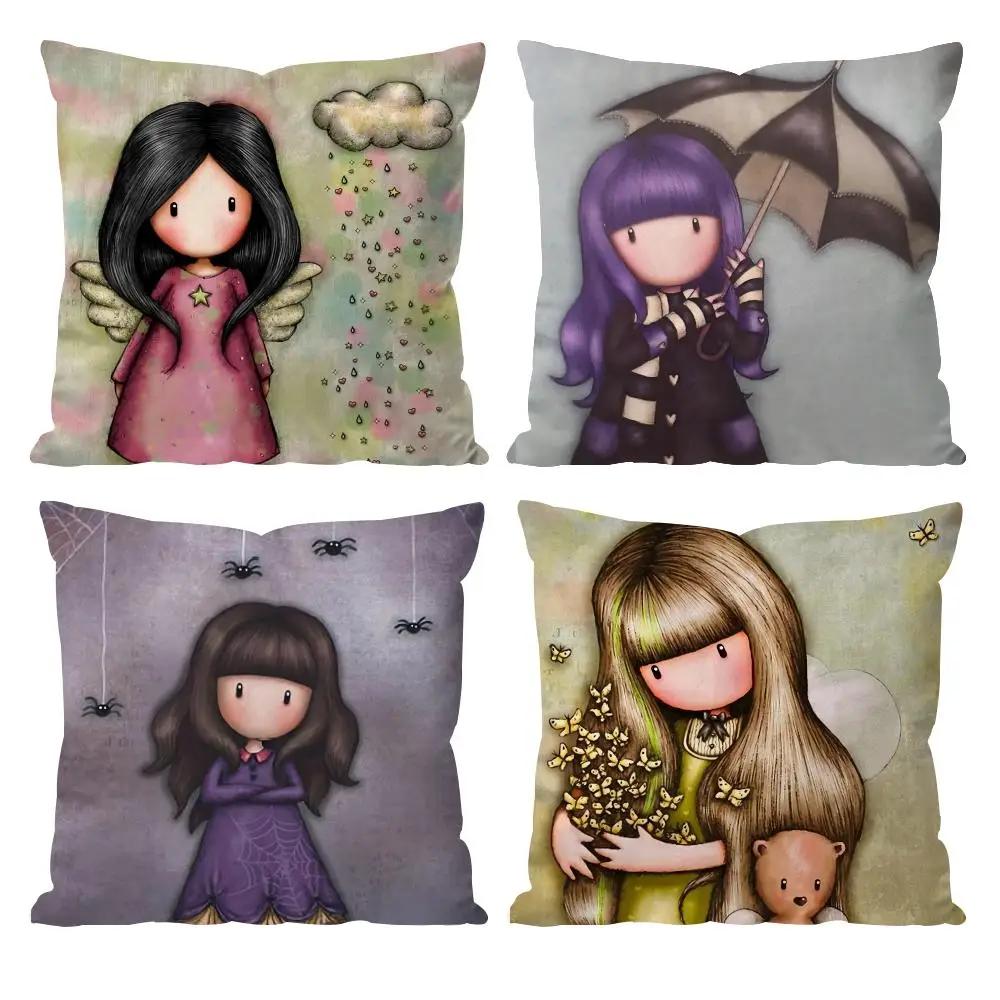 S-Santoro Gorjuss Cartoon Cushion Cover Pattern Printed Pillowcase for Living Room Sofa Cushion Cover & Bedroom Decor