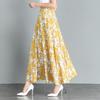 New Summer Retro Ethnic Style Ink-print Chiffon Skirt Women's Long Skirt High Waist A-line Skirt