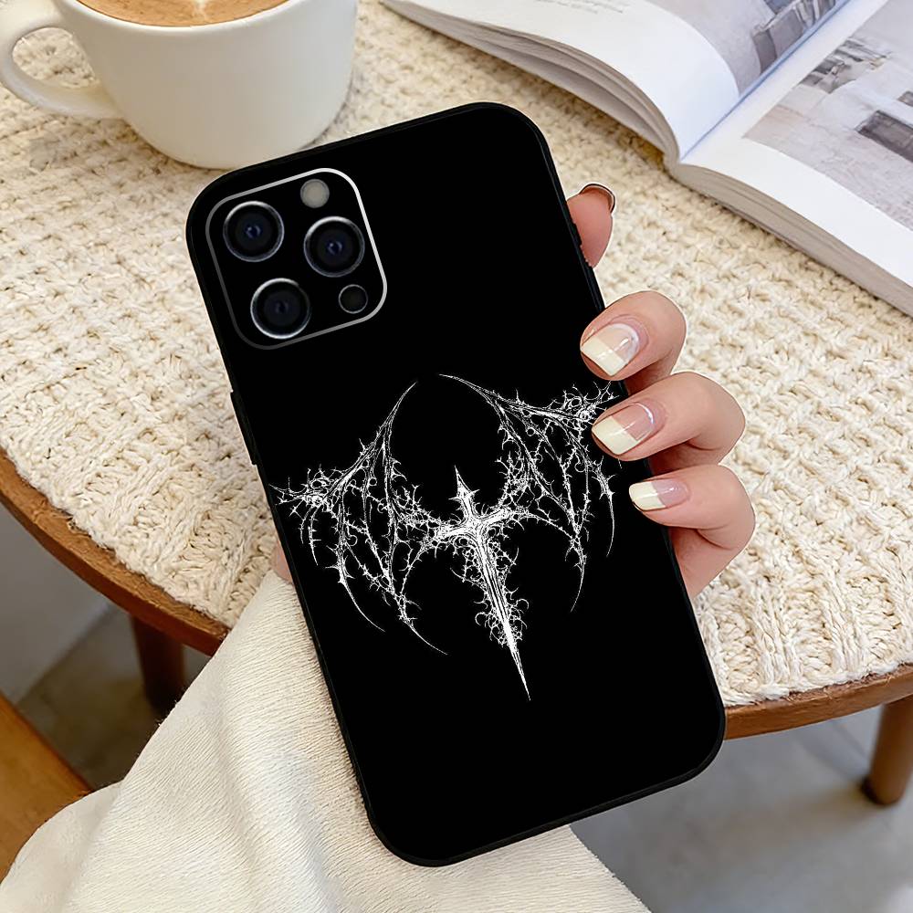 Gothic T-Cyber Sigil Cross Phone Case For iPhone 17, 16,15,14,13,12,11 Plus,Pro Max, Others Soft Black Cover