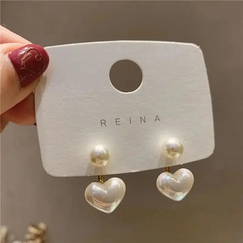 Pearl Earrings for Women, Heart Stud Earrings Elegant Love Ear Stud Party Wedding Jewelry Valantine Day Gifts