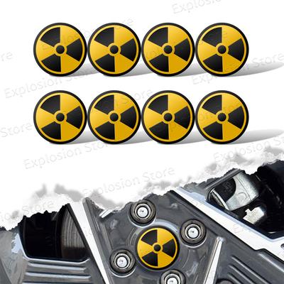 4 ks 56mm Logo Varování před Jaderným Zářením Krytka Středu Kolečka Pneumatiky Automobilu Znak Samolepka Odznak Doplňky