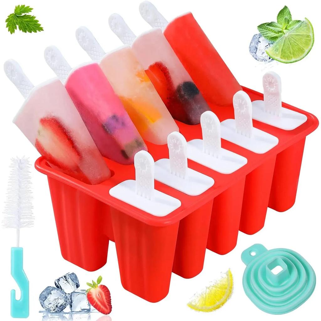 Popsicle Molds Silicone Ice Pop Molds BPA Free Popsicle Mold with Silicone Funnel and Cleaning Brush Popsicle Holders Ice Tray