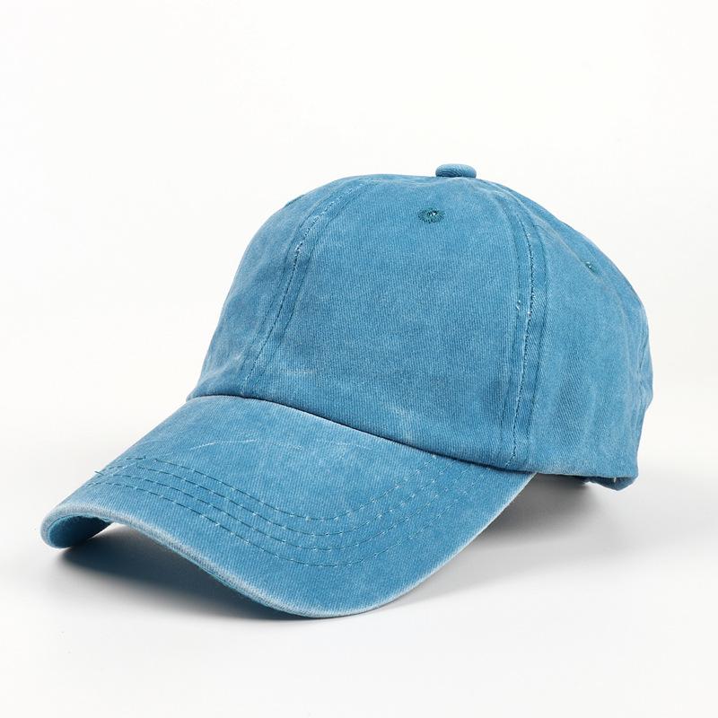 Washed Cotton Baseball Cap Men'S And Women'S Fashion Dad Hat Casual Retro Soft Top Curved Brim Solid Color Cap