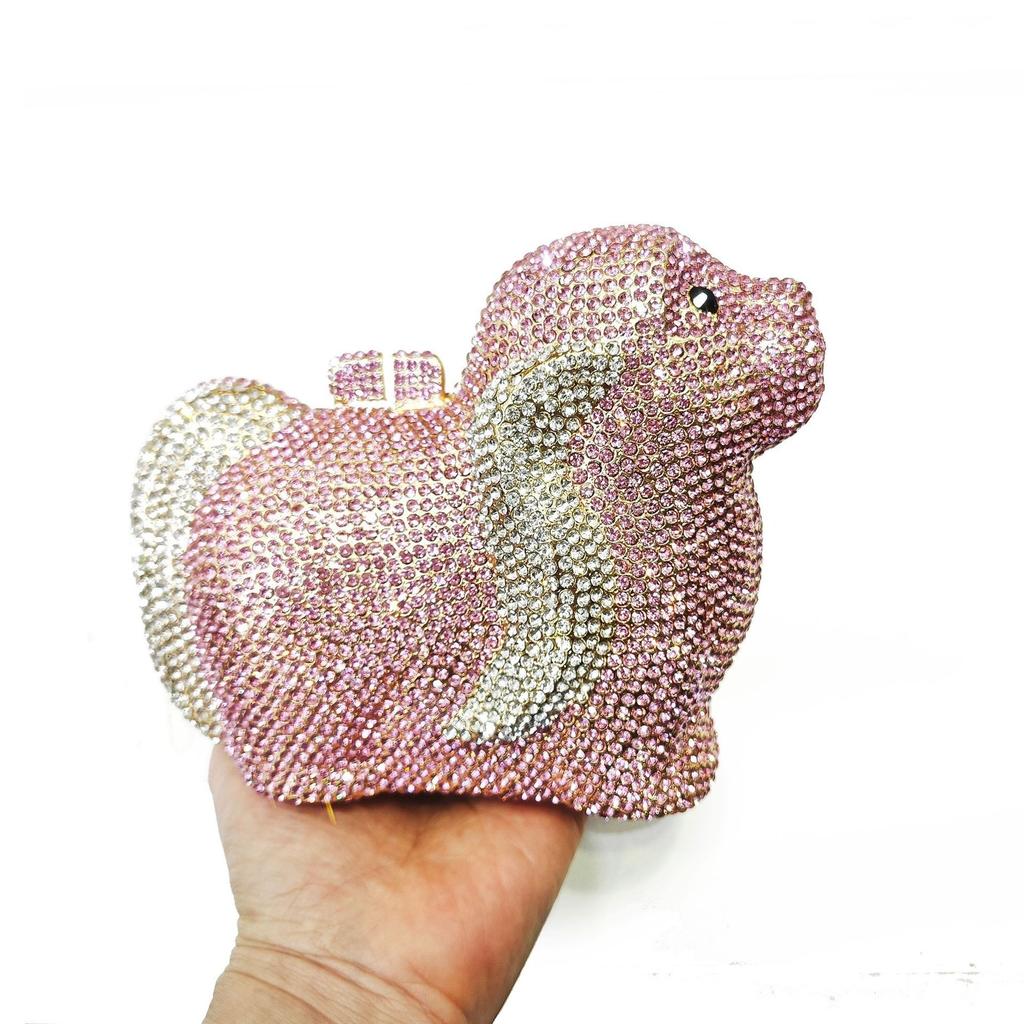 Puppy  Diamond Evening Bag Dog Crystal Handbag Rhinestone Bags Wedding Bridal Purse Luxury Crystal Clutches Women Party Purses