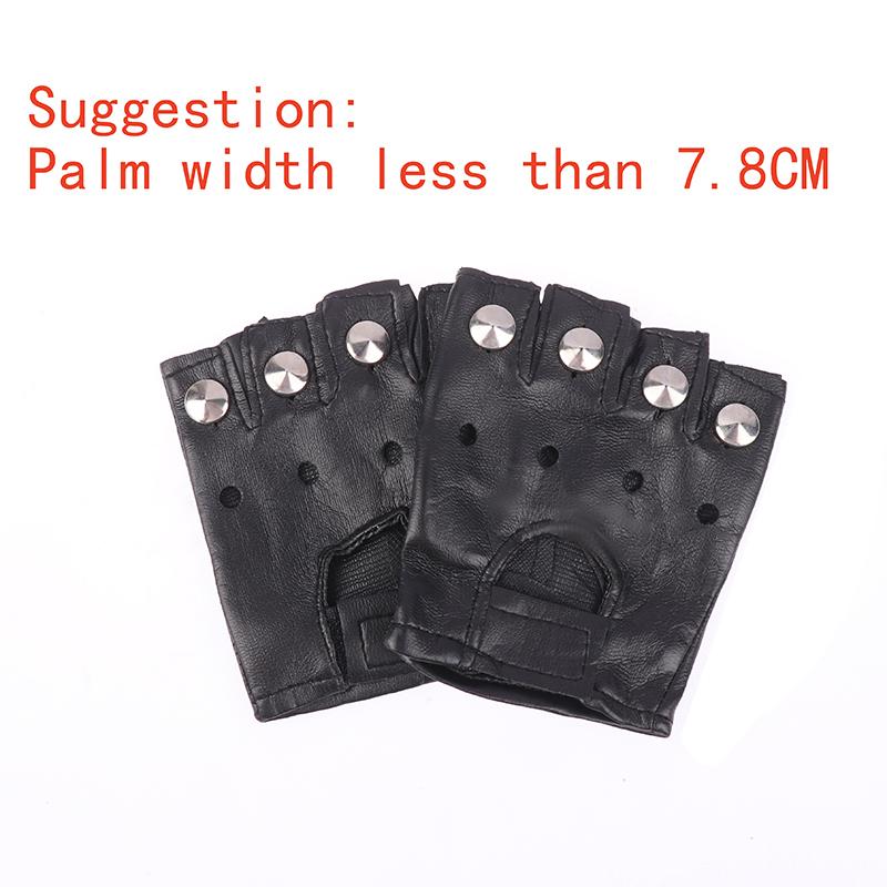 1 Pair Unisex Black Pu Leather Fingerless Gloves Female Half Finger Driving Women Men Sports Guantes Motor Punk Gloves