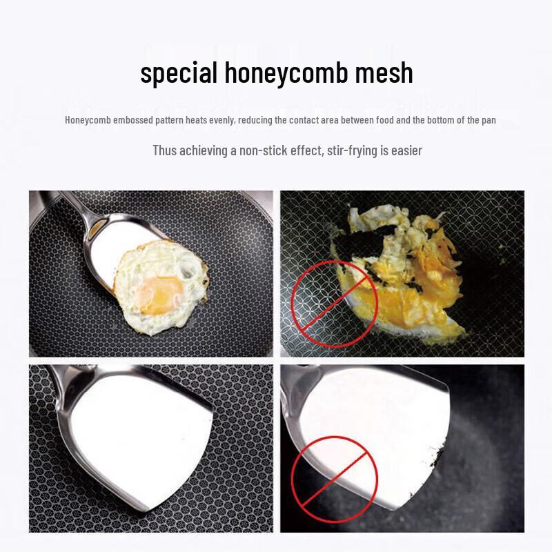 KOBACH 32cm 316 Stainless Steel Honeycomb Non-stick Wok