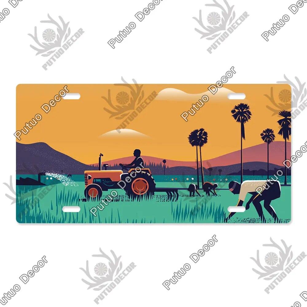 Putuo Decor Ilustrace SPZ Plechová cedule Plaketa Kovová dekorativní deska do auta Dveře do obývacího pokoje Domácí nástěnná dekorace