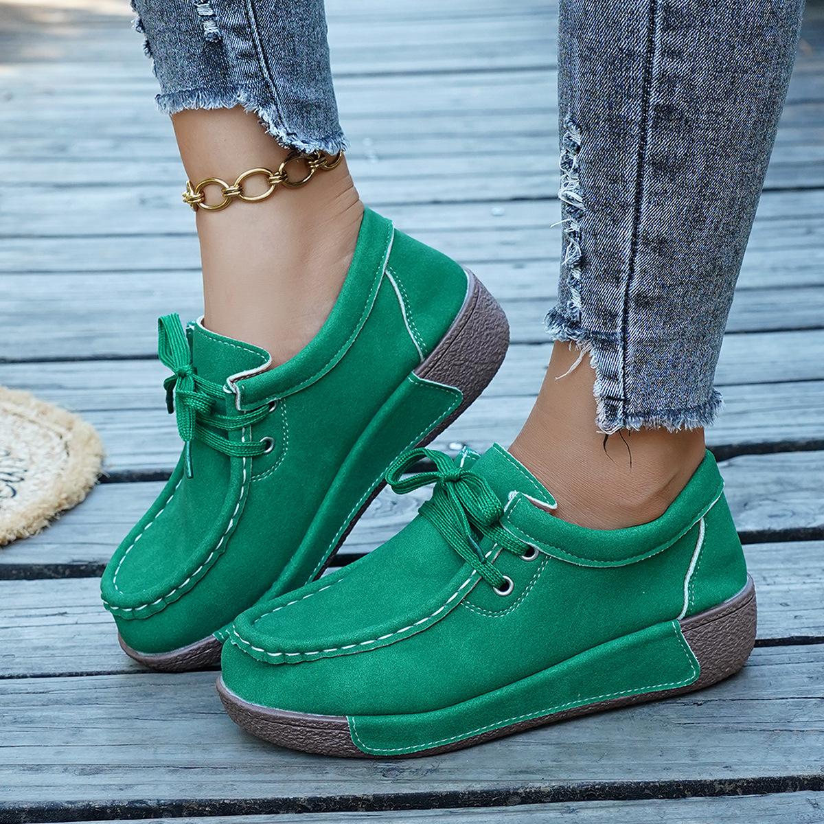 

2025 внешняя торговля осень-зима новая женская одинарная обувь большой размер одна педаль толстая подошва верхняя одежда повседневная одинарная обувь женщины 43 зелёный