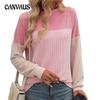 Loose Long Sleeve Colour Block Top Women Spring Autumn Round Neck Twisted Stripe
