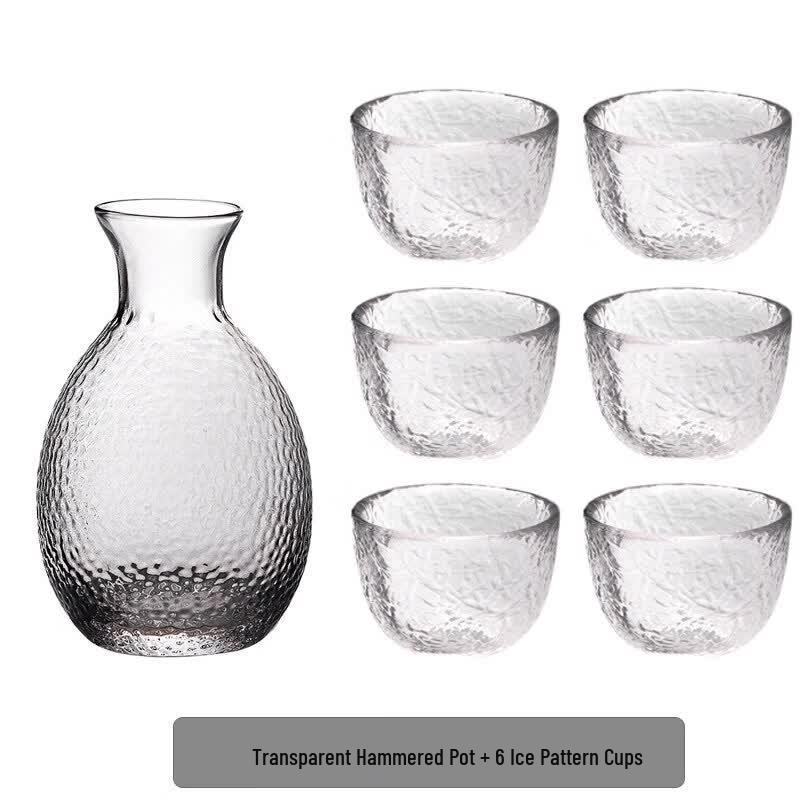 Japanese Hammered Glass Sake Cup Set