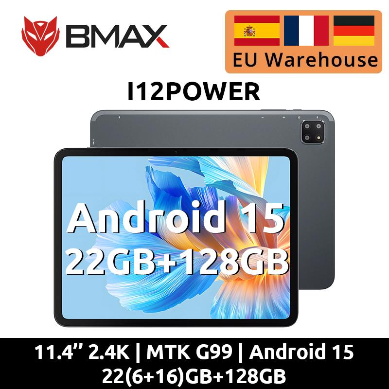 BMAX I12 Power Android 15 Tablet 11.4" 90Hz 2.4K IPS MediaTek Helio G99 ARM Mali-G57 MC2 6GB+16GB Genişletme 128GB 4G LTE