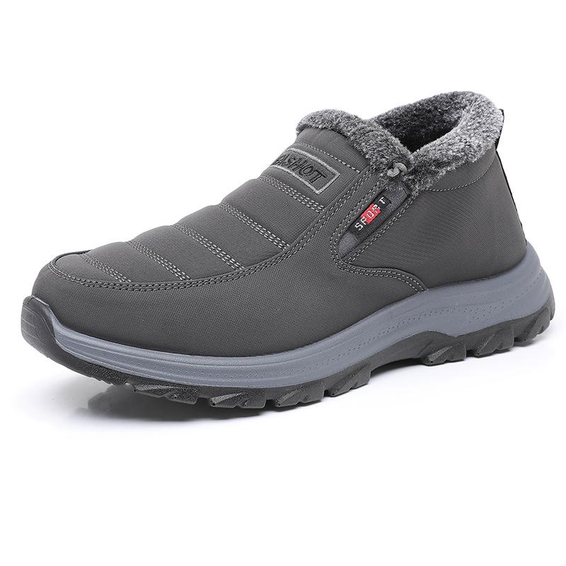 

Зимние теплые ботинки для снега для мужчин, водонепроницаемые, нескользящие, короткие ботинки с подкладкой из искусственного меха, удобные мужские рабочие кроссовки, прогулочные мокасины 44 серый