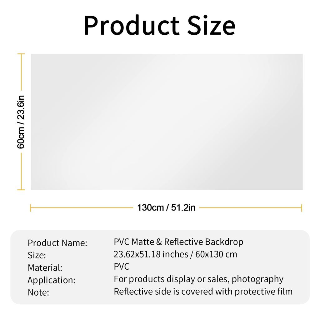 Meking Photography PVC Backdrop, 60cm X 130cm, White, for Small Item and Product Photography
