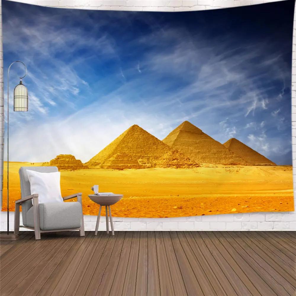 Tenture murale tapisserie de voyage Égypte Pyramide sacrée égyptienne Histoire dans la nature du désert Soleil Décoration d'intérieur Tapisseries Couverture murale