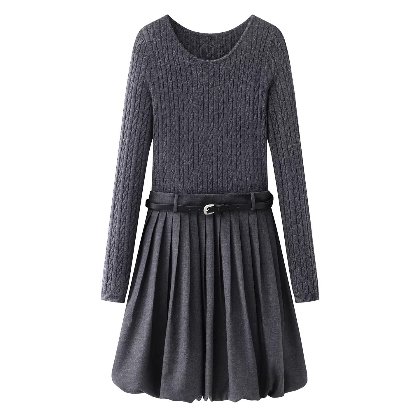 

Women s Cable Knit Patchwork Tulip Skirt - Spring 2026 College Style Large сірий колір