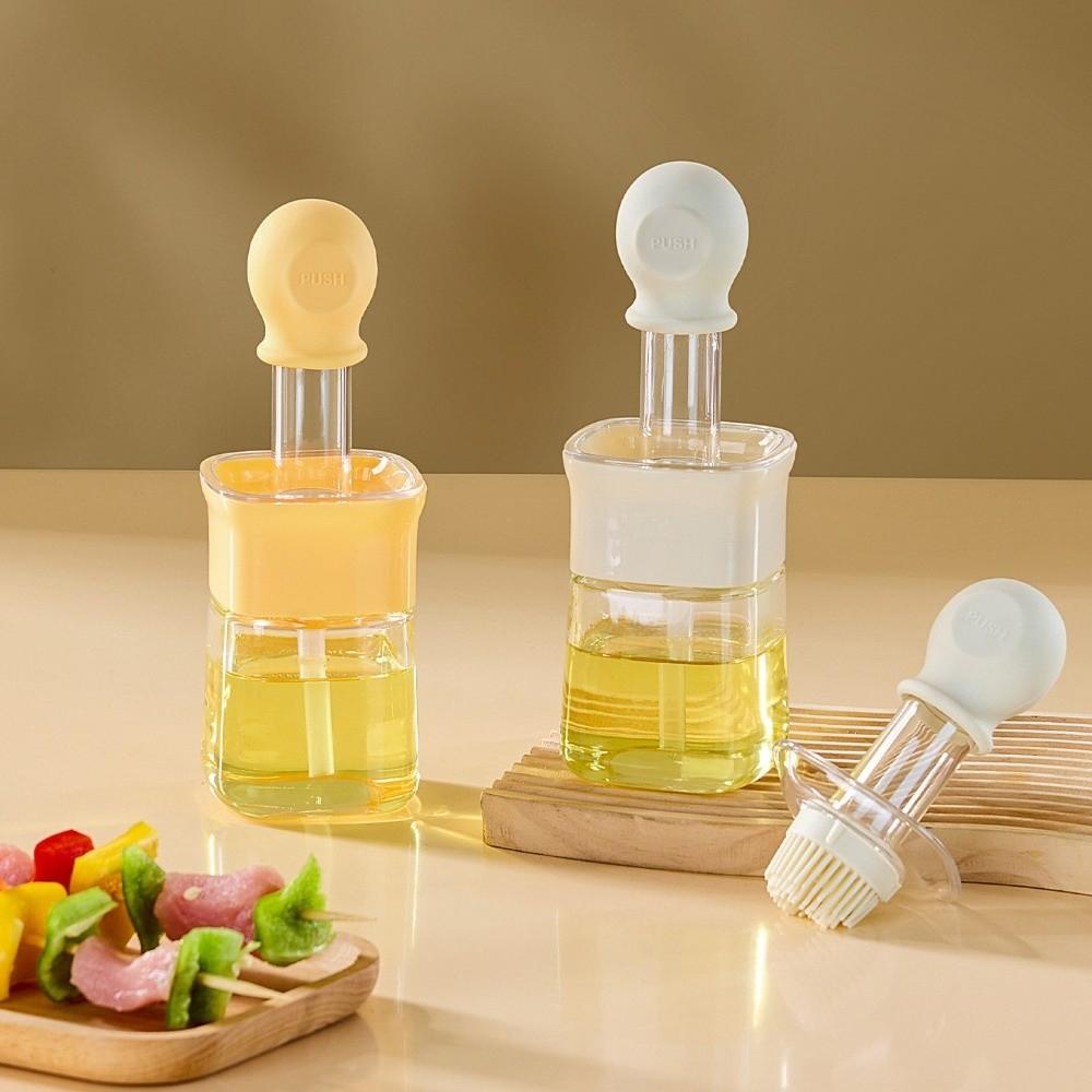 230ml Oil Bottle Silicone Basting Brush Oil Pot Dust-proof 2 in 1 Oil Dispenser Brush Kitchen