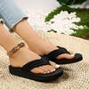 Ladies' Chic Black Flip Flops Comfortable EVA Sole, Thick Padded Low Heel, Suitable for Casual Summer Beach Wear, Fashionable Flip Flops, Beach Shoes