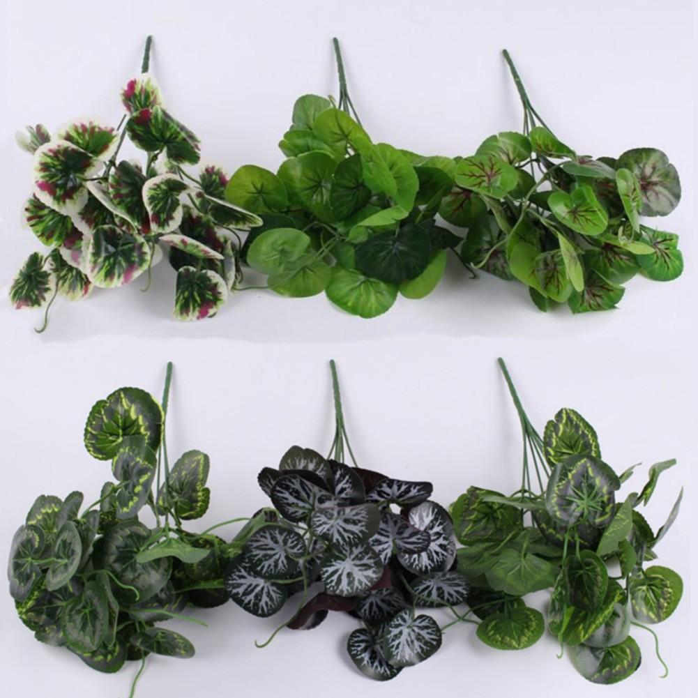

7 Forks Artificial Plant Begonia Leaf Green High Quality