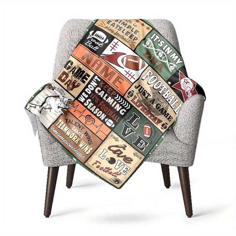 Rugby Style Customize Your Name Blanket Used For Chair Office Sofa Bed Camping Soft And Warm Giving Friends And Relatives Birthday Graduation Gift