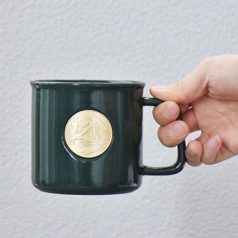 

Бронзовый значок Корейская керамическая чашка для пары Кофейная чашка Офисная бытовая чашка для питья Чашка для послеобеденного чая Чашка для молока 301-400ml зелёный