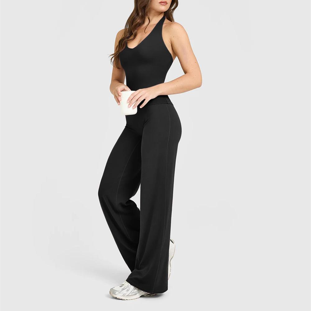 1116 New V-neck sports neck vest straight trousers set fitness yoga pilates two-piece set