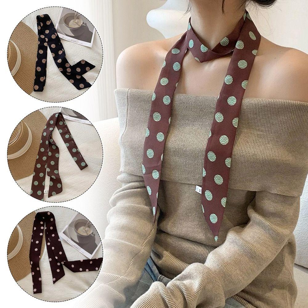 Korean Long Silk Scarf Summer Hair Band Fashion Bags Handle Decor For Women