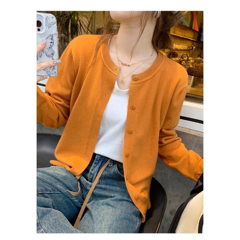 Fashion Long Sleeve Knitted Cardigan Womem Sweater Spring Autumn Casual Simple Jackets Elegant Loose Solid Color Women's Clothing