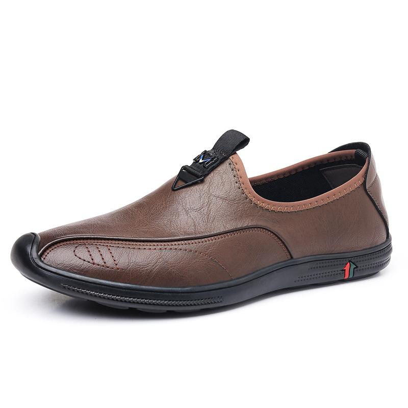 Men's shoes new Korean simple shallow mouth one pedal single shoes light and comfortable PU surface outer leather shoes